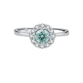 MODIAN D Color Green Teal Moissanite Halo Ring 925 Sterling Silver Trendy Elegant Finger Rings For Women Wedding Fine Jewelry - Xprespick